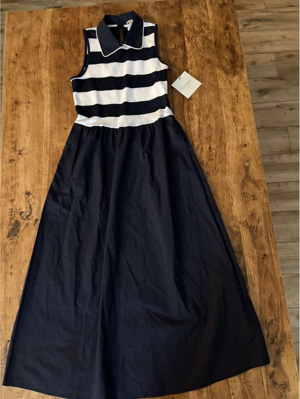 Cynthia Rowley Sleeveless Striped Polo Collar Maxi Dress Size Small